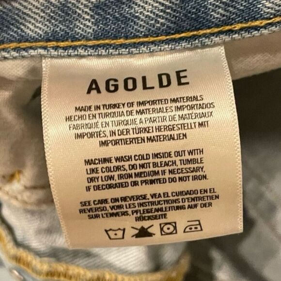 Agolde Parker Long Faded Blue Ripped Denim Shorts 30 - Picture 6 of 11